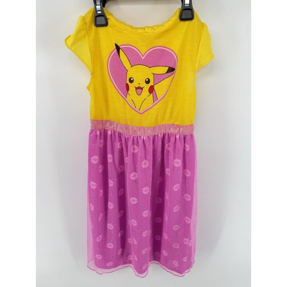 Pokémon Pikachu Hoodie Dress Yellow Pink Tutu Cosplay Girls Size 6/6X NWT